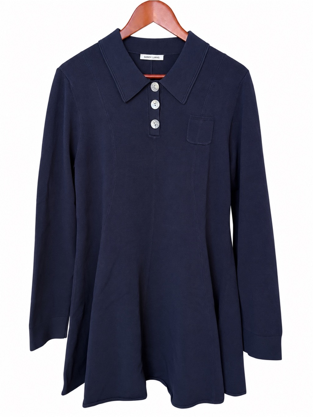 Sandy Liang Chupa Polo Sweater Dress Navy Women's XL NWT $595